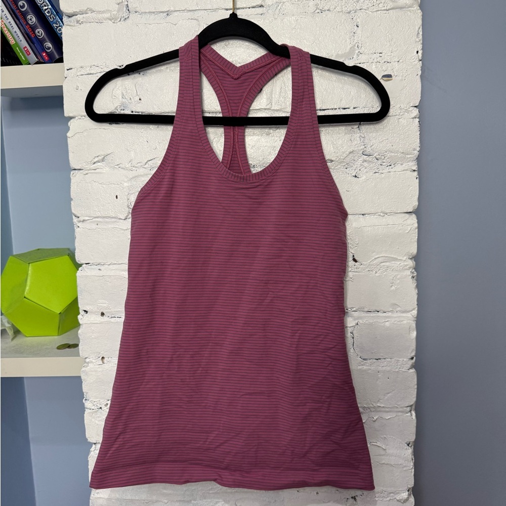 Lululemon Cool Racerback Hype Stripe Moss Rose‎ PTP 15” Women’s